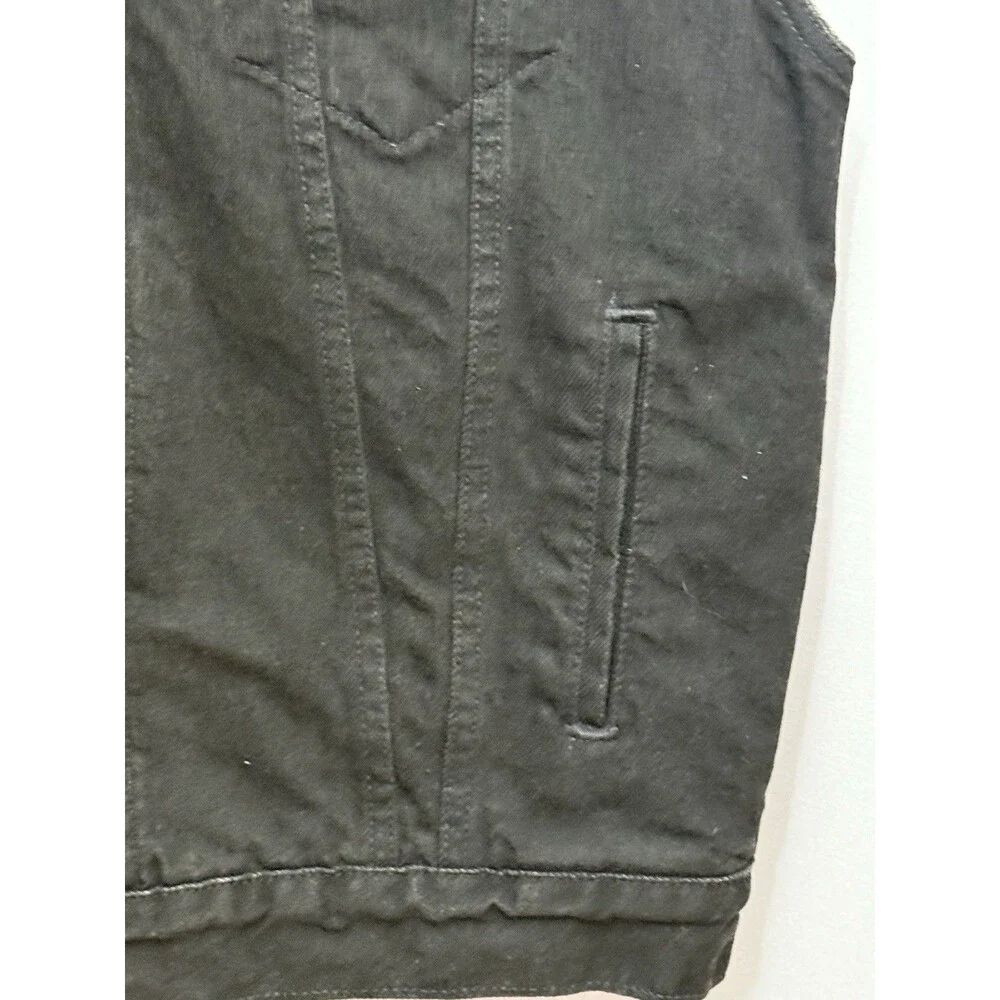 Levi’s Sherpa Lined Black Denim Trucker Vest Corduroy Collar Men’s L Vintage